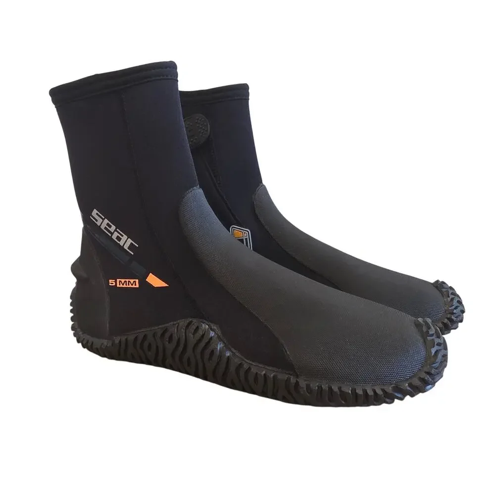 SEAC 5mm Neoprene Dive Boots US 7.5 EU 40-41 Black Scuba Water Shoes NWT